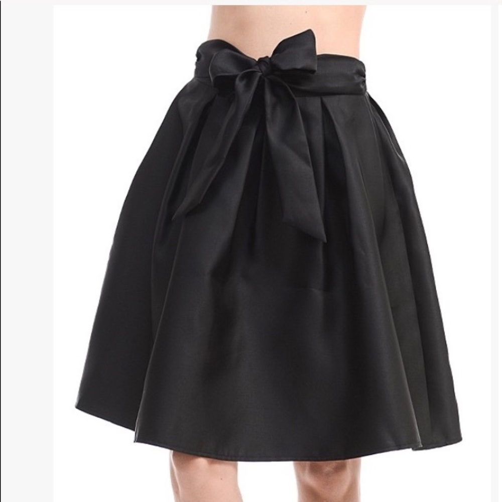 Black Satin A-line skirt with Bow